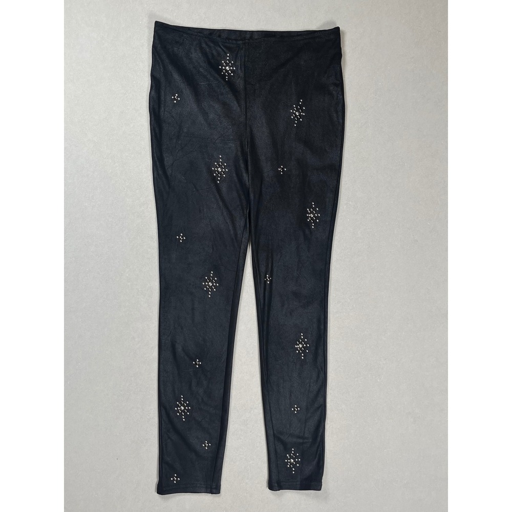Free People Leggings Women 26 Black Studded Faux Suede Stud Embellished Stretch